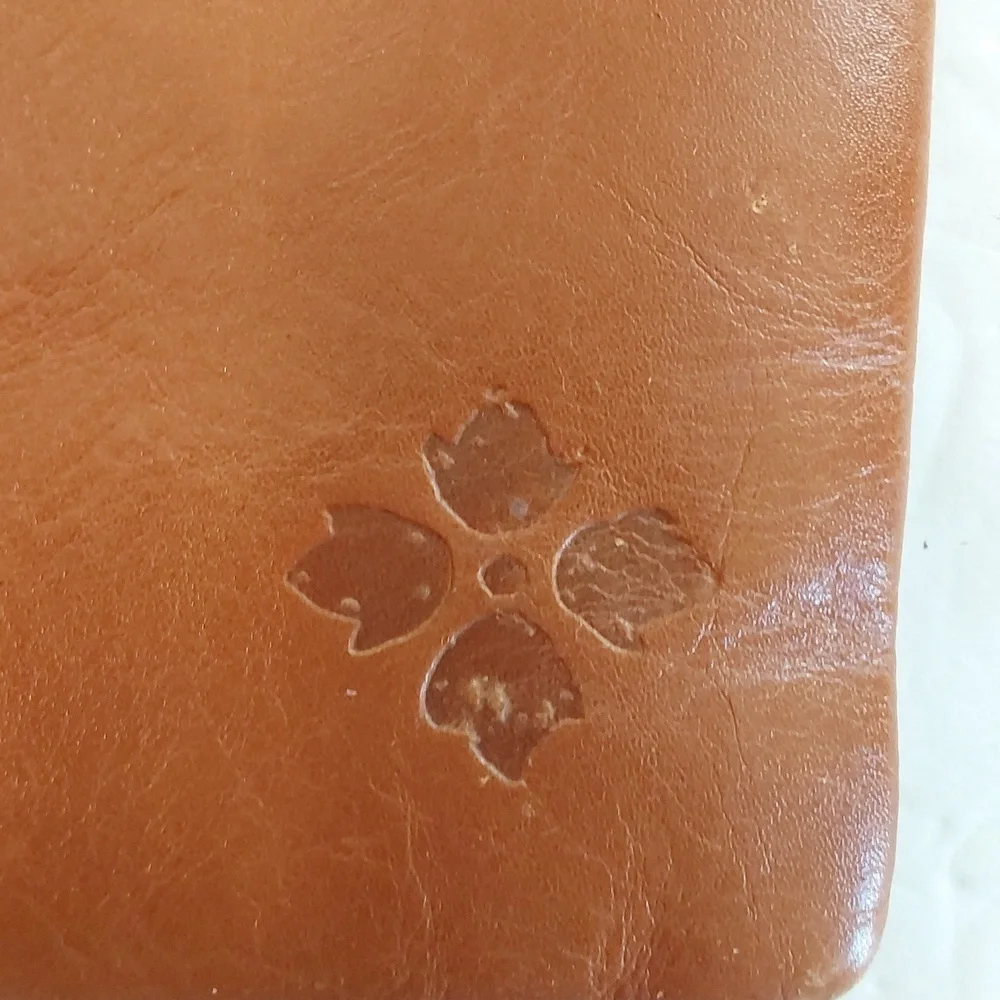 Patricia Nash Brown Premium leather Logo Zip Wristlet/Clutch  Neutral Minimalist